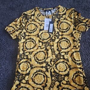 Versace Black and Gold Baroque Floral Blouse